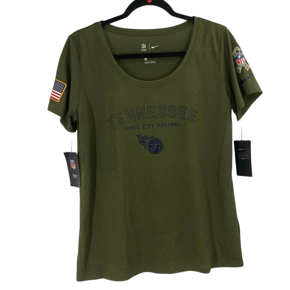 The Nike Tee Tennessee Titans NFL Army Green Dri Fit Men's Tee Size Large NEW